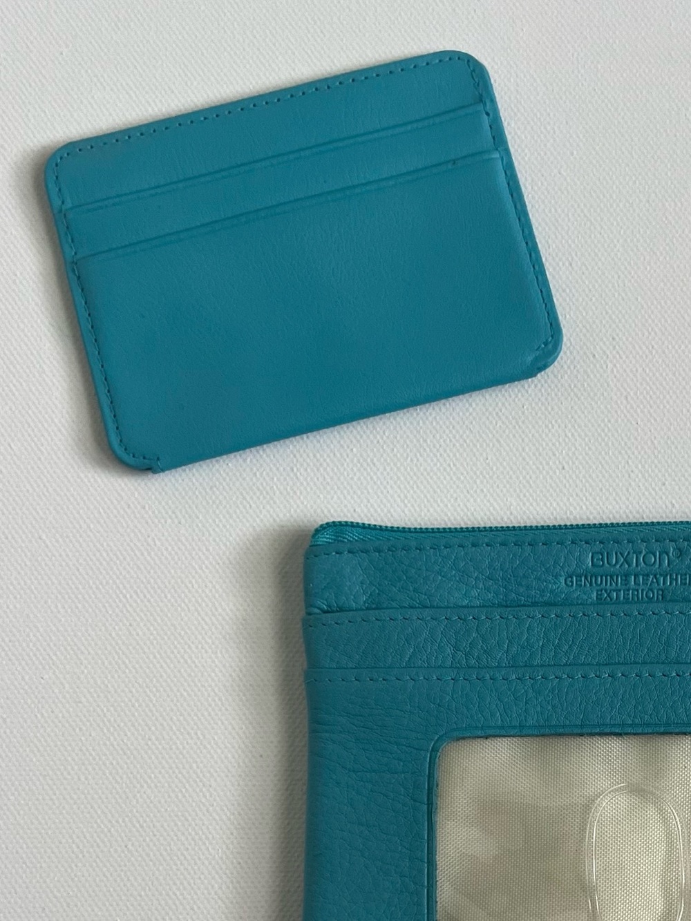 Buxton Teal Leather Card & ID Holder with Zip - Picture 7 of 9